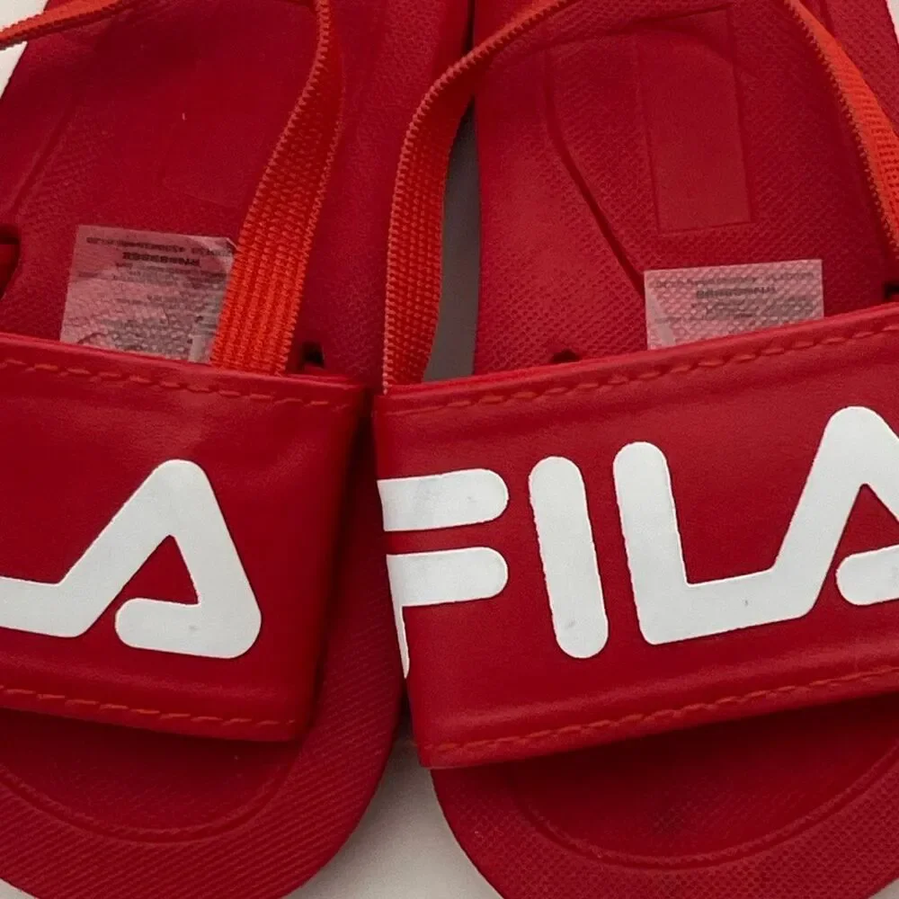 Fila Infant Baby Red White Logo Back Strap Slide Sandals Size‎ 9-12 Months NWOT